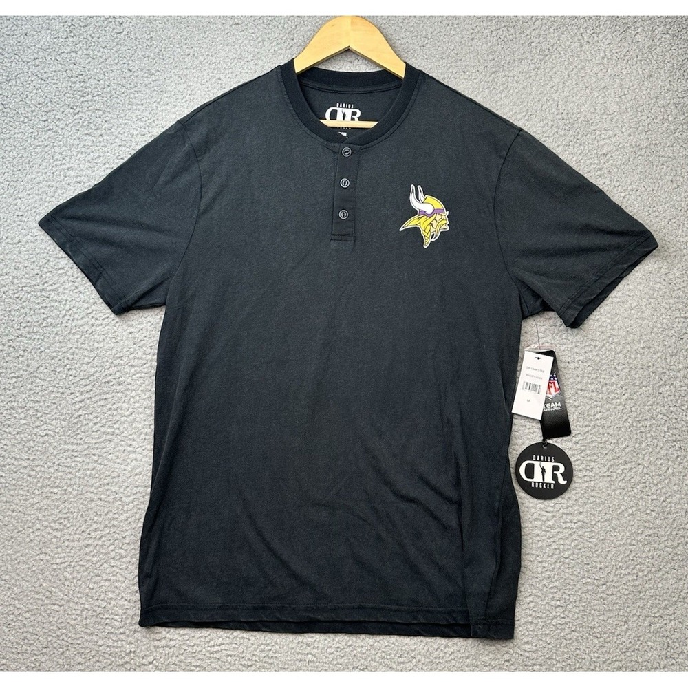 Minnesota Vikings Darius Rucker Fanatics NFL Henley Shirt Men M S/S Black NWT